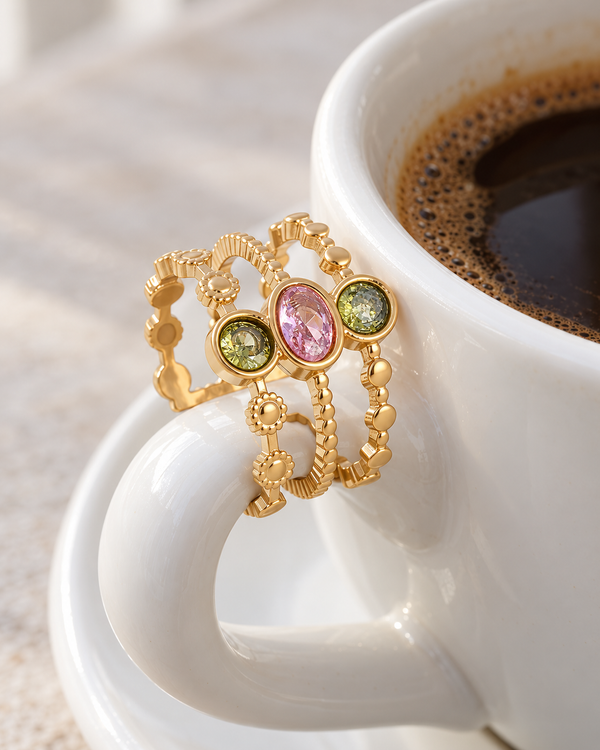 Bague Lola – Triple anneau pierres colorées
