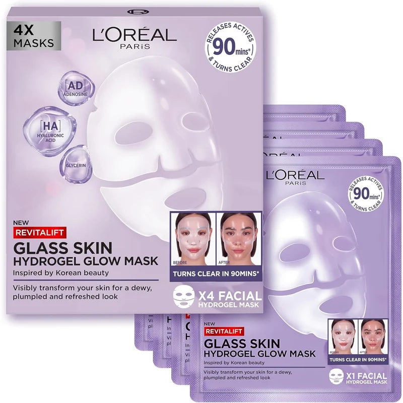 Masques hydrogel Glass Skin x4 – Revitalift