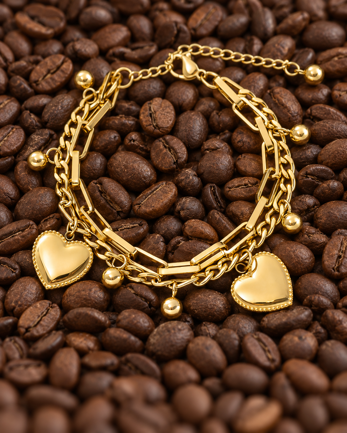 Bracelet Colette – Double rang cœurs