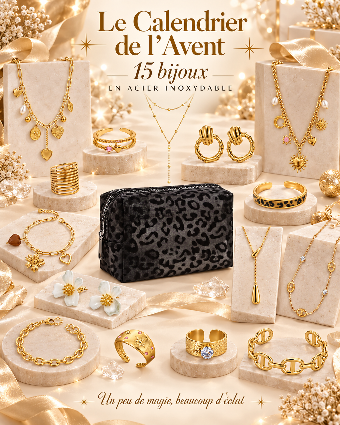Calendrier de l’Avent Casa Mirina – 15 bijoux en acier inoxydable