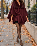 Poncho bordeaux en mélange de laine