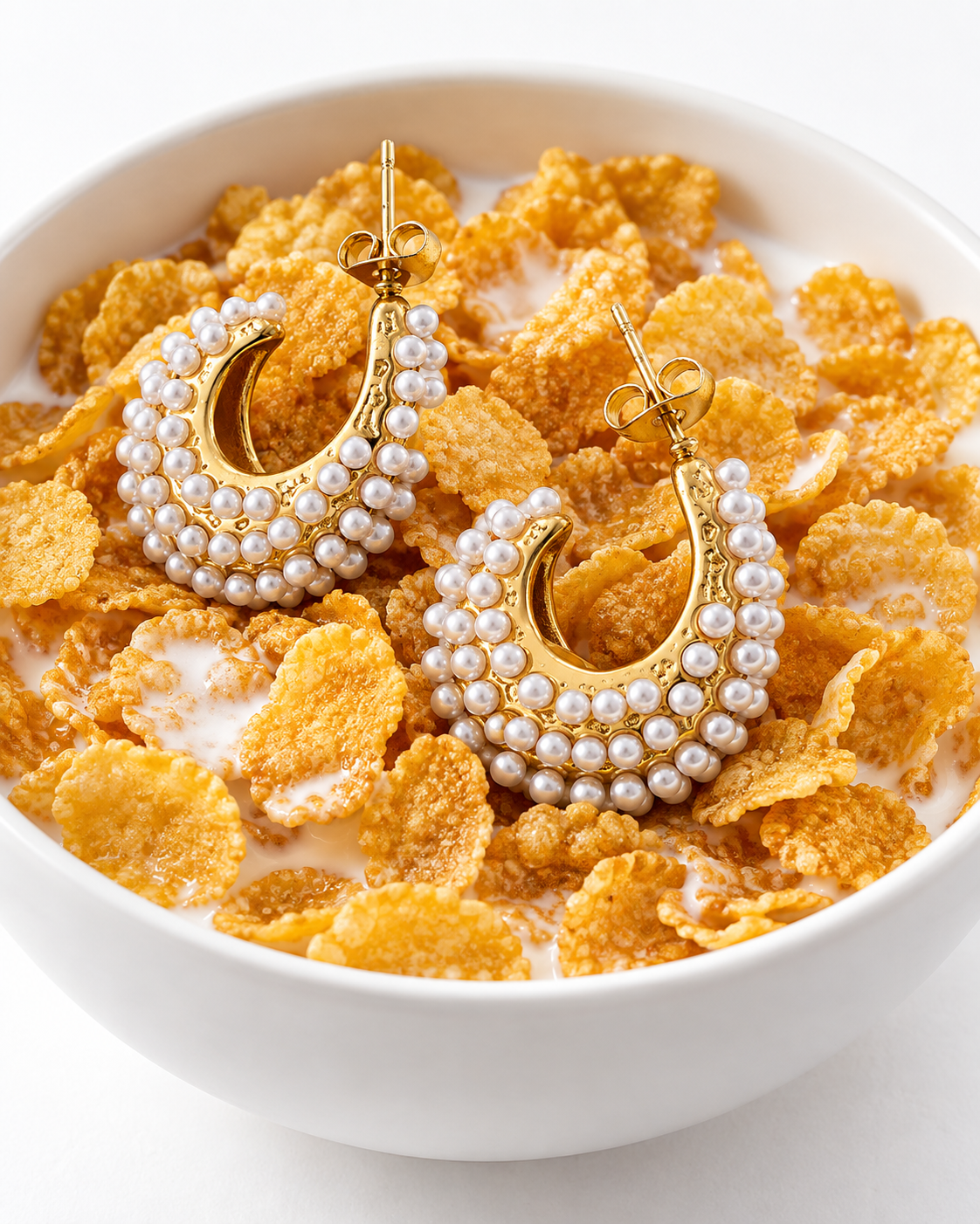 Boucles d’oreilles Perrine – Créoles perlées