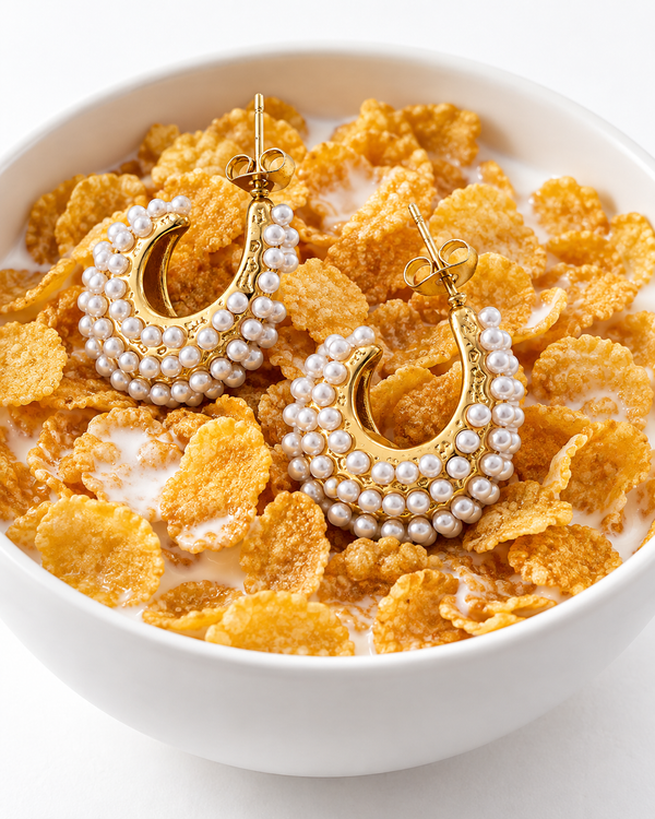 Boucles d’oreilles Perrine – Créoles perlées